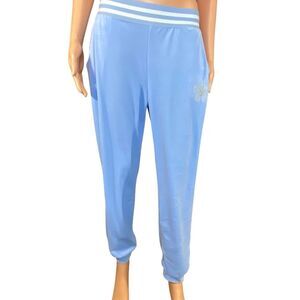 No Boundaries Soft Cozy Blue Joggers Juniors Size Medium 7-9 Rhinestone Flower